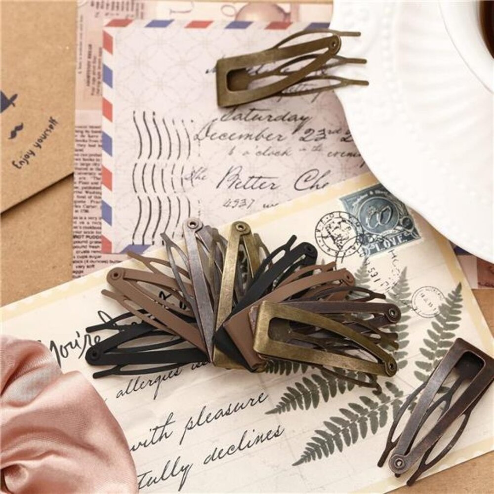 40 Pieces Snap Hair Clips Grip Hair Metal Barrettes for Women Snap Double Clip - Picture 4 of 7